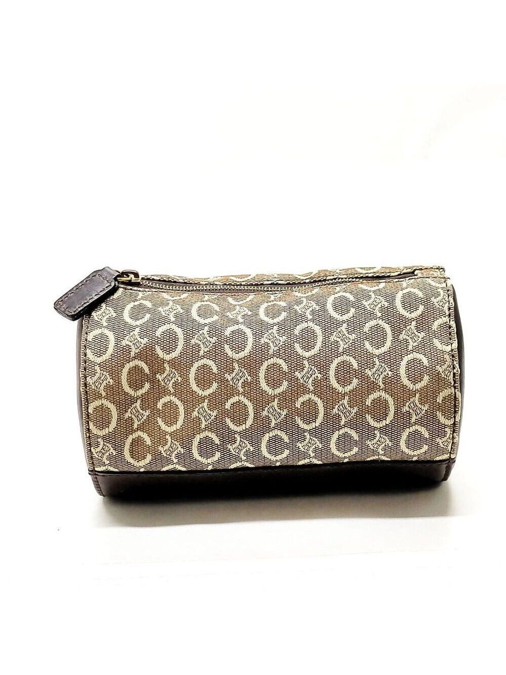 CELINE Cosmetic Pouch Brown Canvas 247-070325